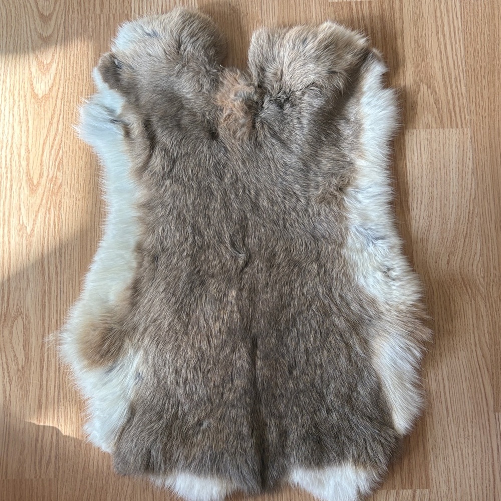 A164 Brown White Rabbit Fur Pelt for Crafts